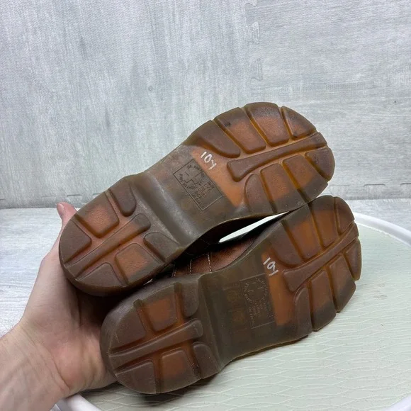Dr Martens Clogs Women's 9 Brown Leather Buckle Slip On Chunky Mules Y2K - Picture 7 of 8